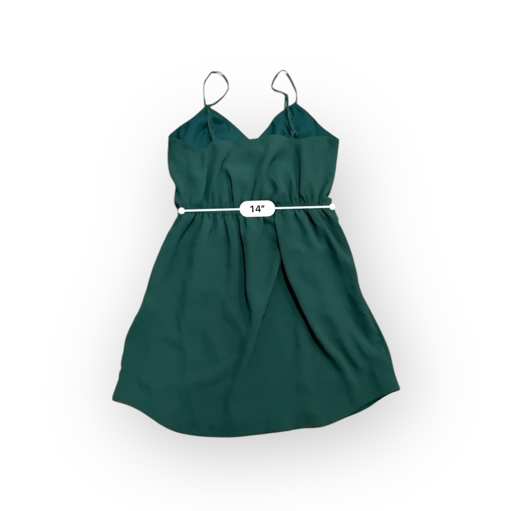 Madewell Women’s Spaghetti Strap Wrap Style Lined Dress Size 12 Dark Green - Picture 5 of 7